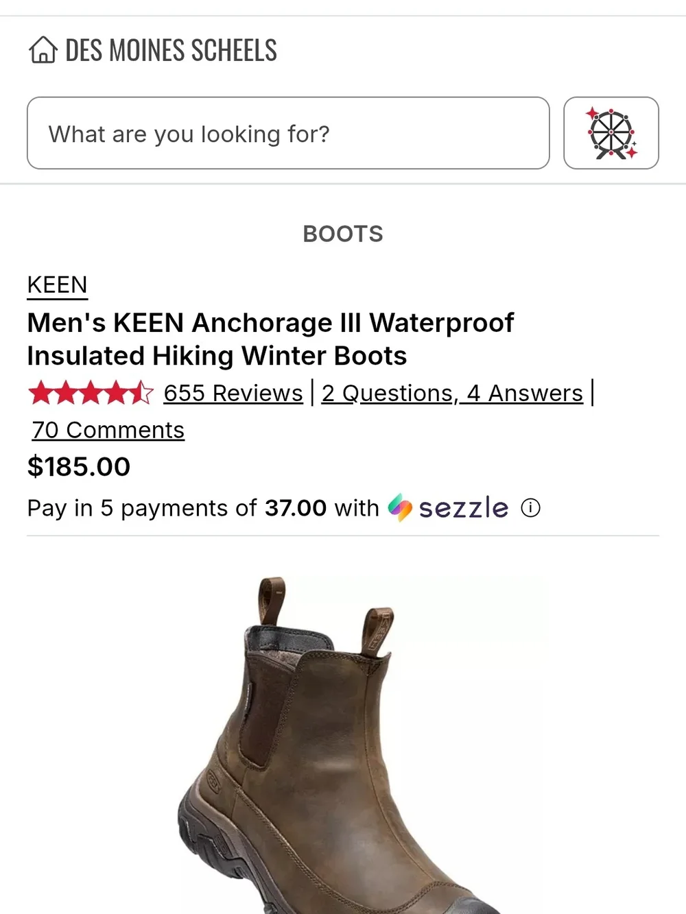 Keen Mens Brown Leather Chukka Pull-On Boots